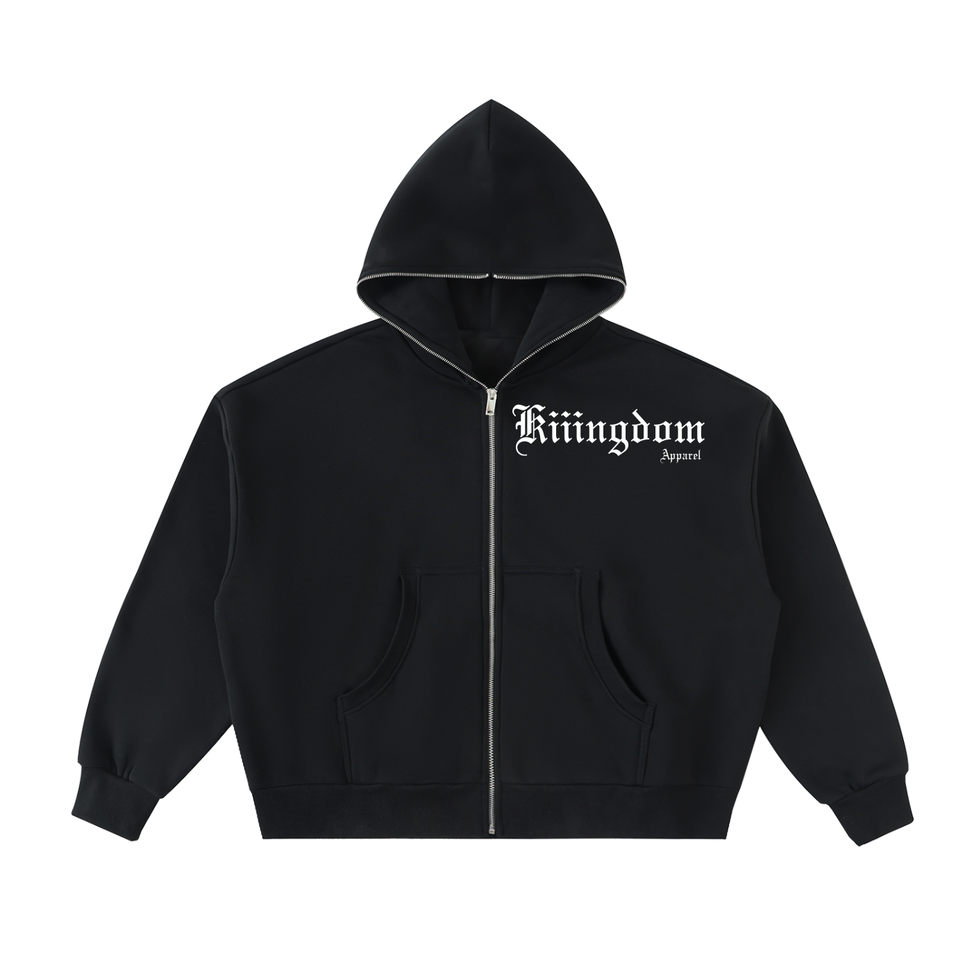 Fleeced Full-Zip Boxy Hoodie