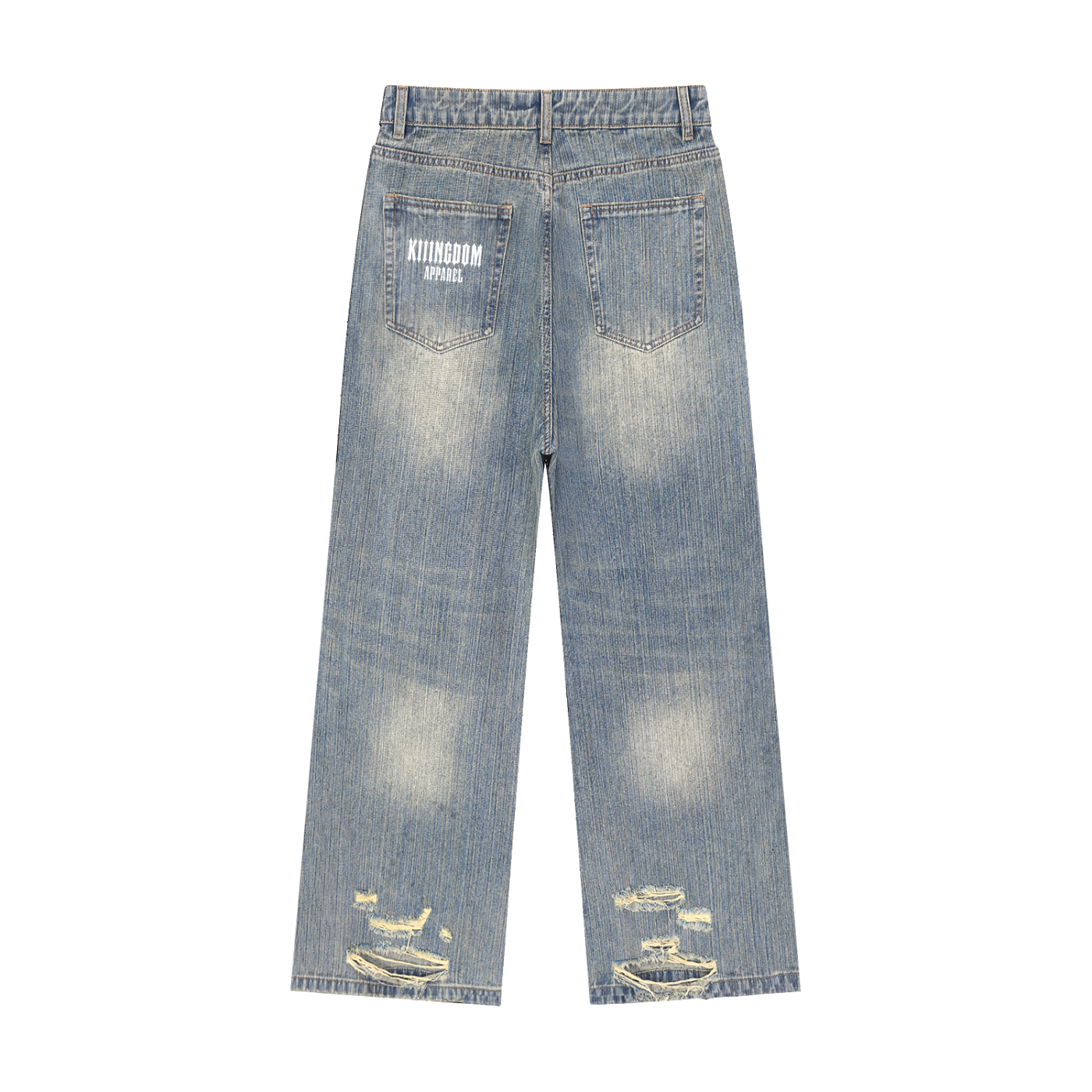 Kiiingdom Vintage Wash Distressed Denim Jeans